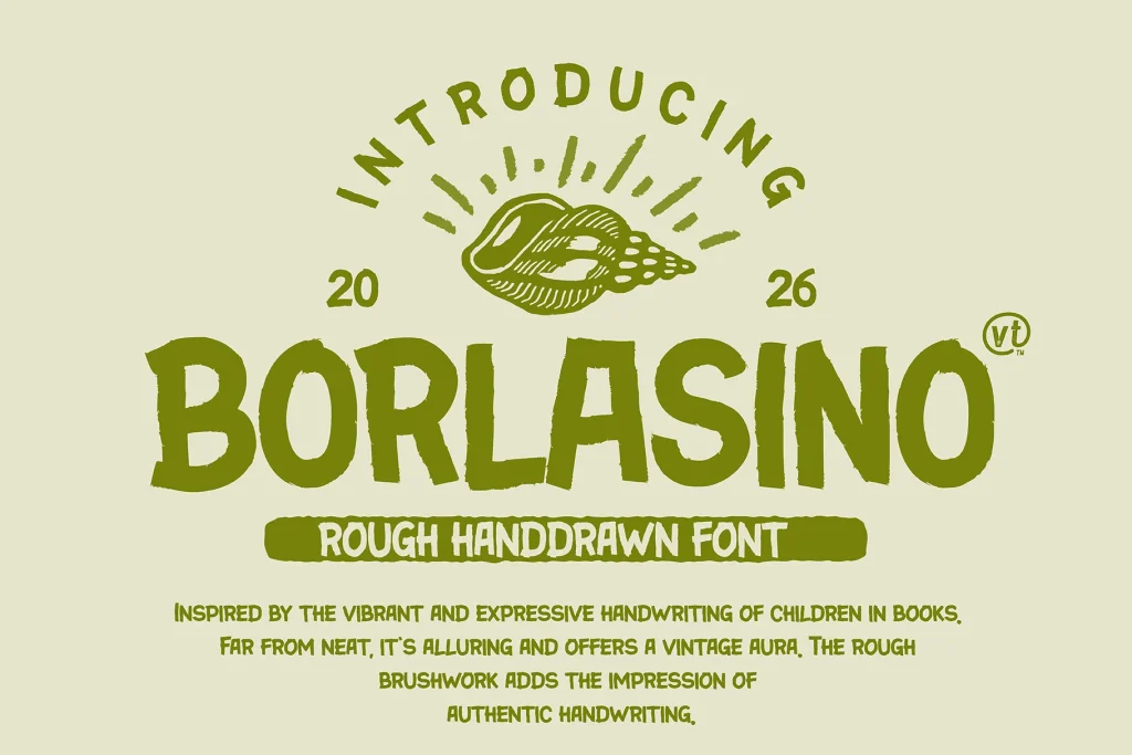 Borlasino is a handcrafted vintage brush font featuring authentic brush stroke textures. Includes Regular and Oblique styles with multilingual support, perfect for branding, logos, packaging, posters, and apparel.