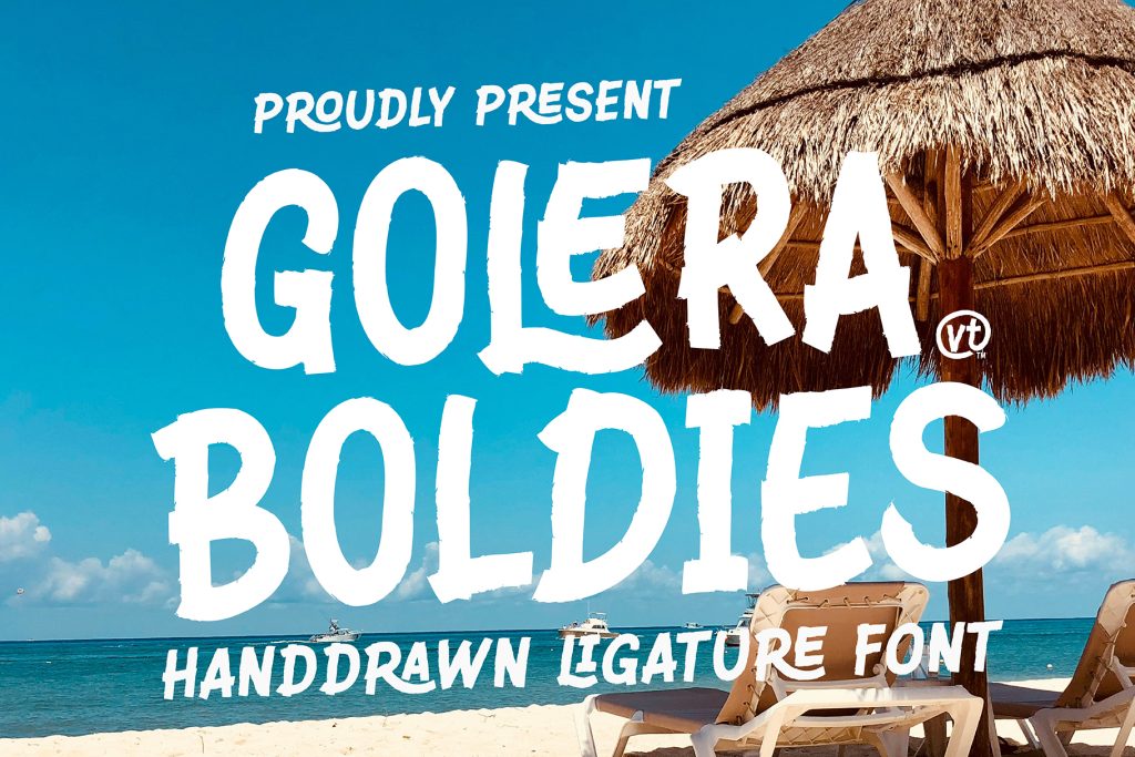 Golera Boldies: Bold Hand-Drawn Sans Serif Font with Playful Ligatures